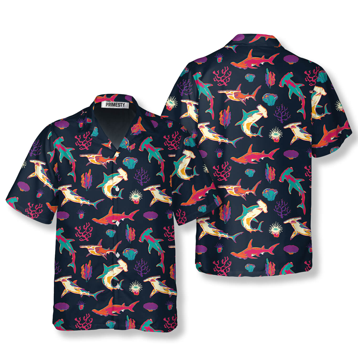 Hammerhead Shark Colorful Seamless Pattern Shark Shirts for Men Shark  Hawaiian Shirt - Primesty