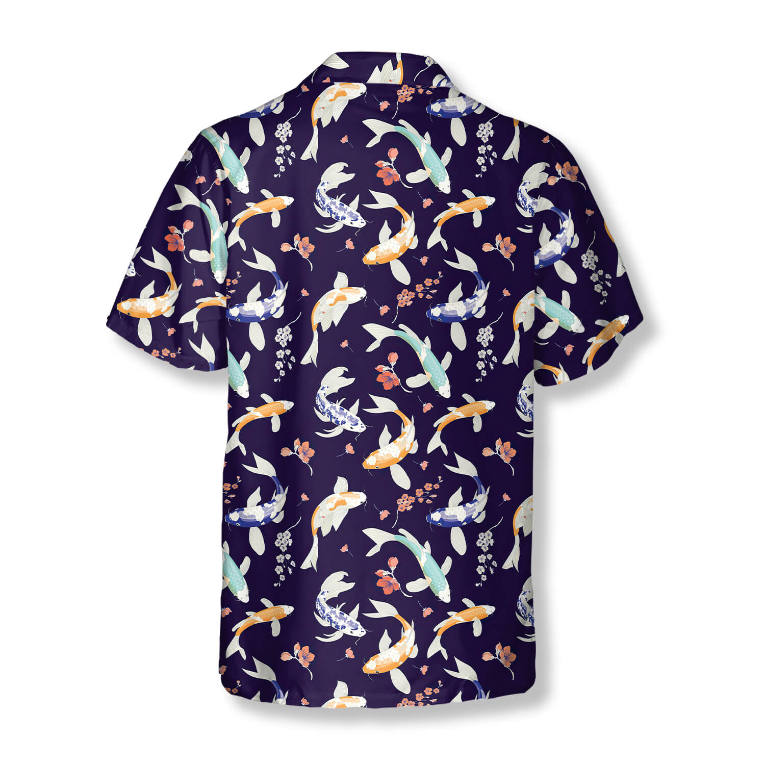 Koi Fish and Tiny Flowers Seamless Pattern Koi Fish Shirts for Men