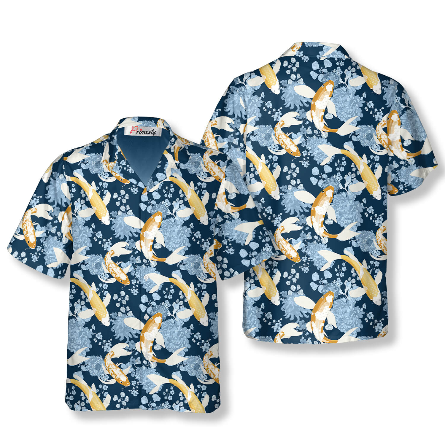 Koi Fish Pond Botanical Seamless Pattern Koi Fish Shirts for Men Koi Fish Hawaiian  Shirt - Primesty