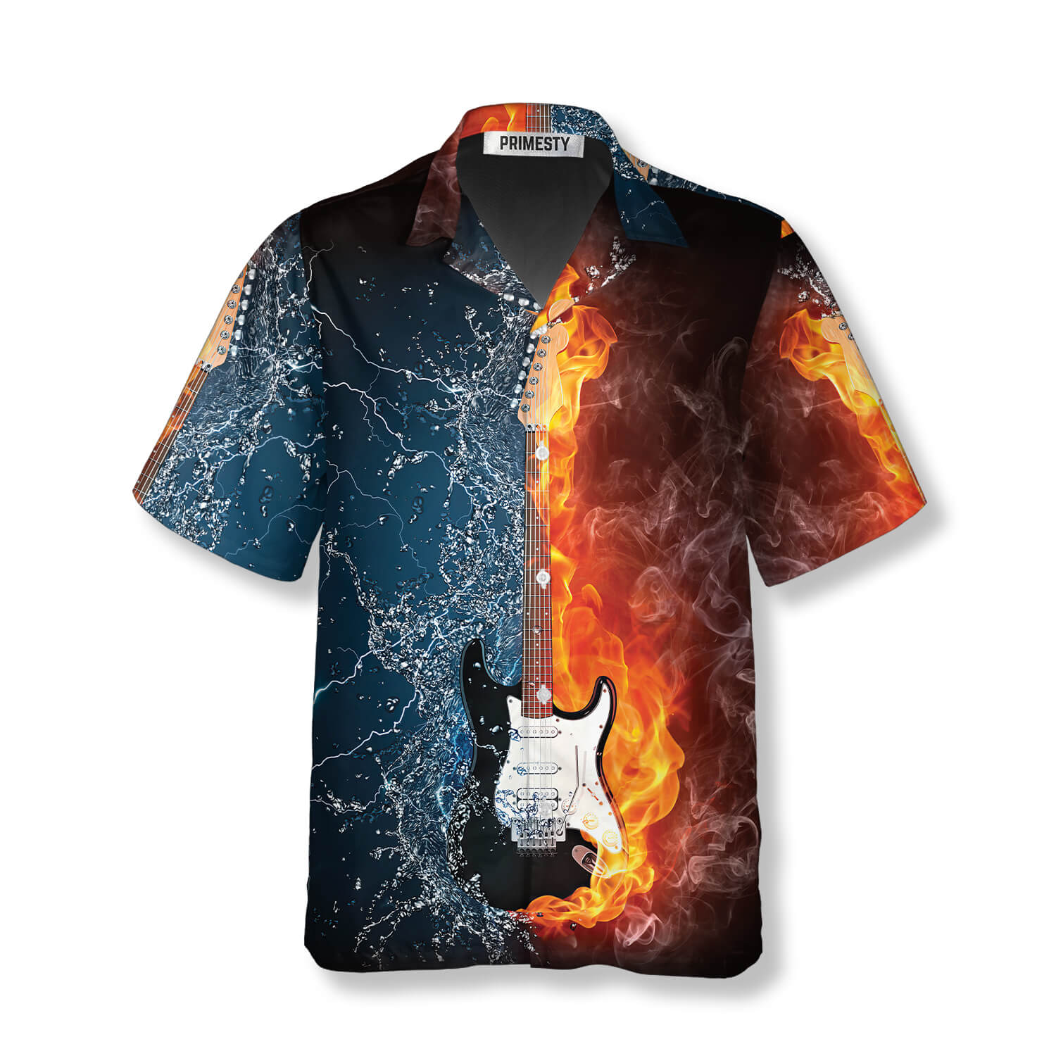 Rock Guitar Fire And Water Guitar Shirts for Men Guitar Hawaiian Shirt ...