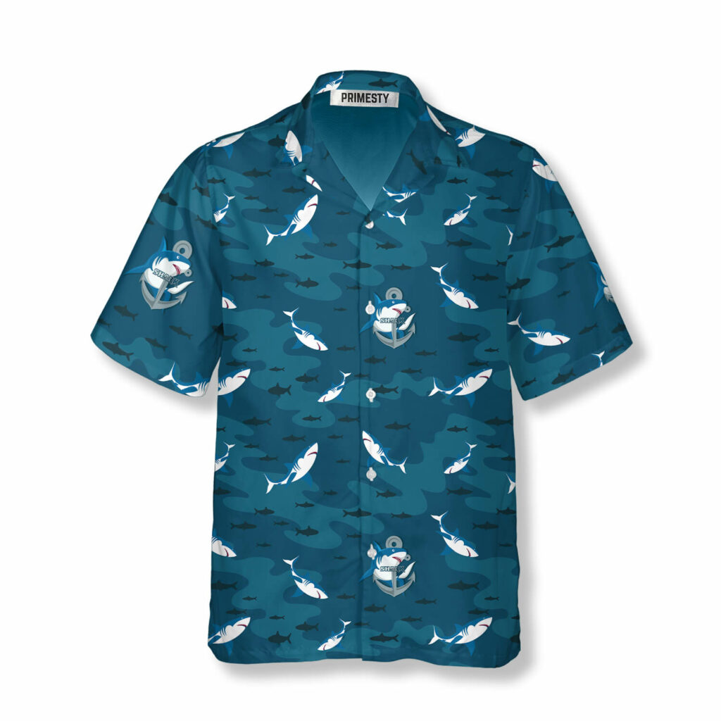 Shark Deep Blue Ocean Shark Shirts for Men Shark Hawaiian Shirt - Primesty