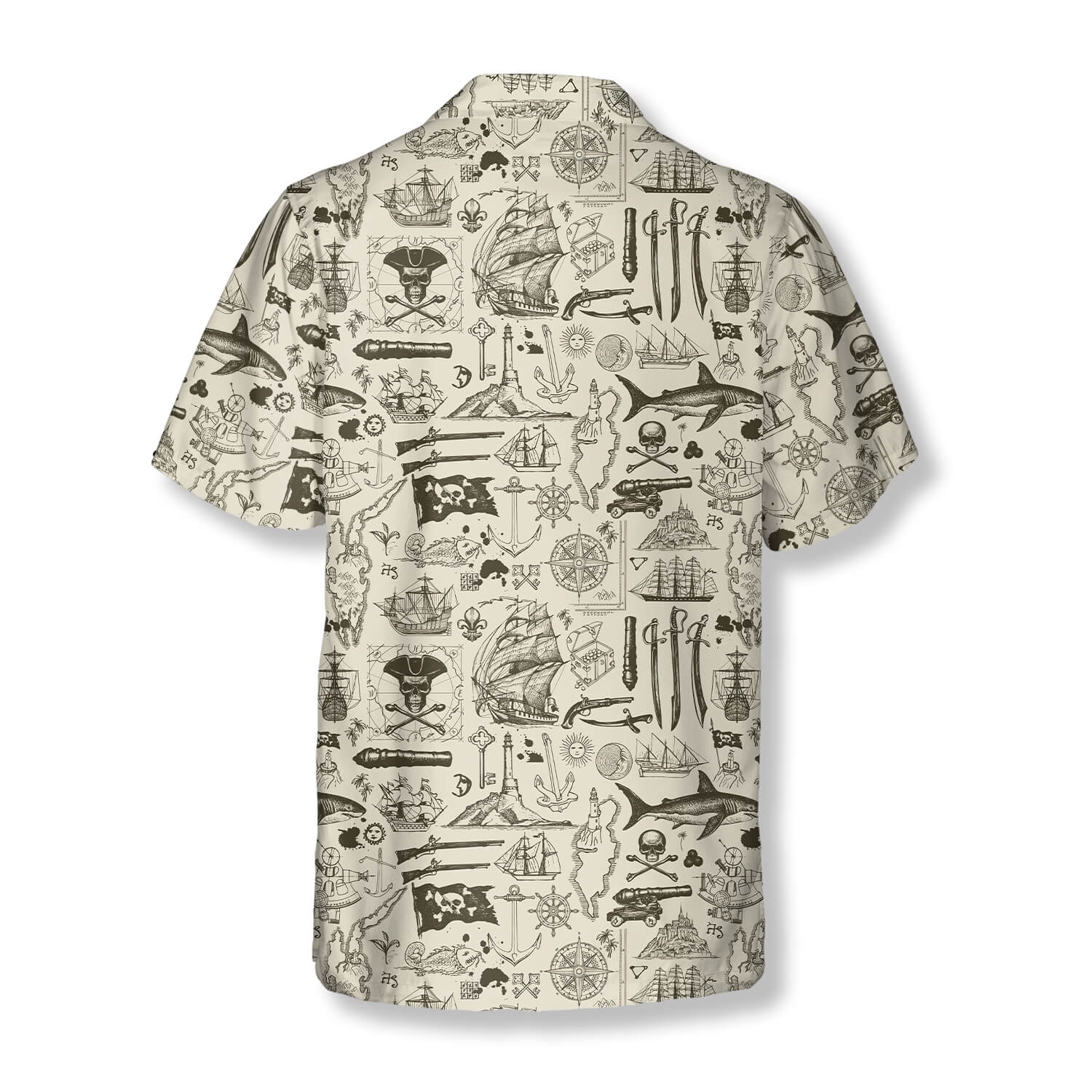 Pirate Skull and Treasure Map Pirate Shirts for Men Pirate Hawaiian Shirt