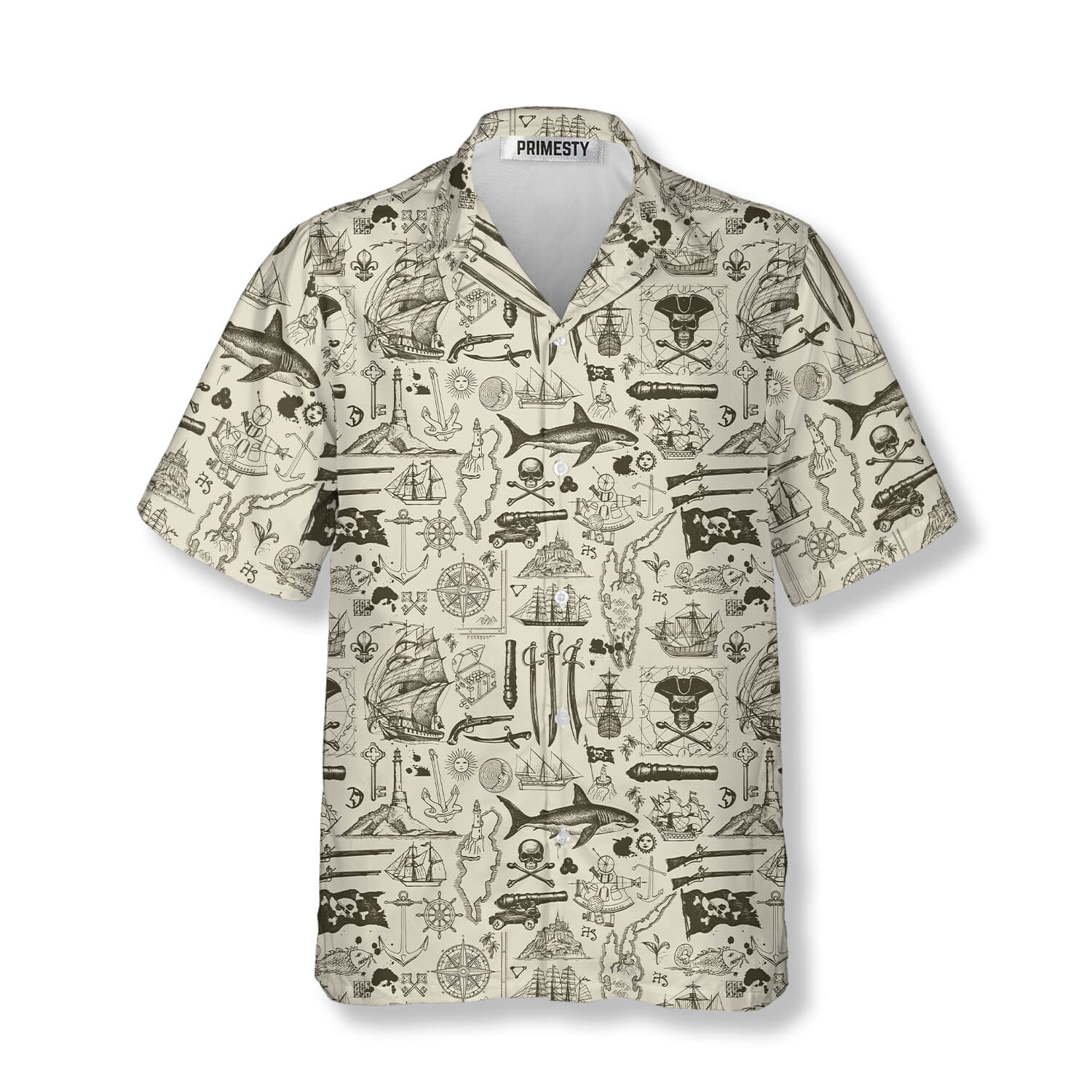 Pirate Skull and Treasure Map Pirate Shirts for Men Pirate Hawaiian Shirt
