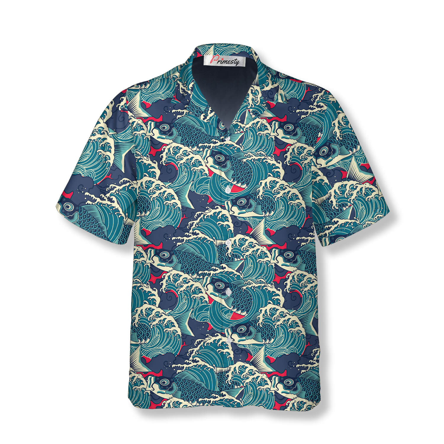 Koi Fish and Blue Wave Koi Fish Shirts for Men Koi Fish Hawaiian Shirt ...
