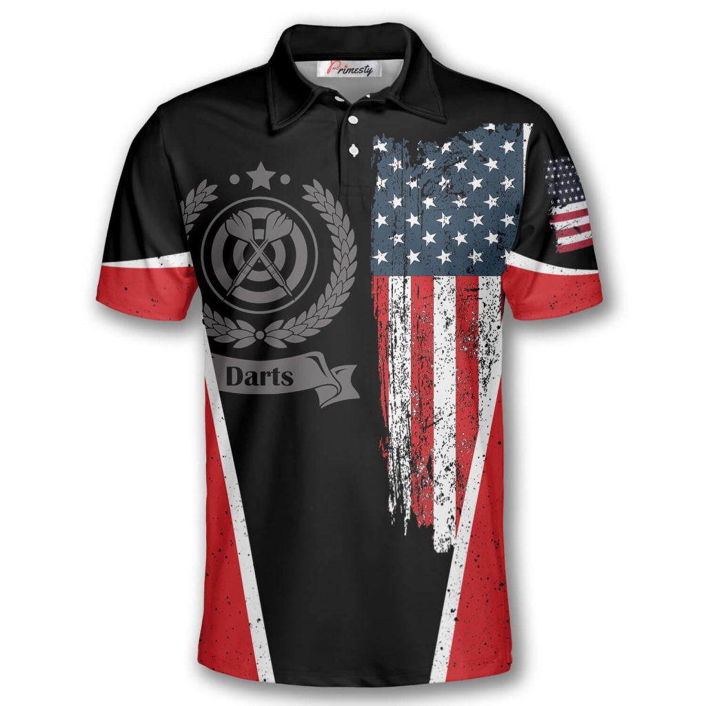 Darts and American Flag Darts Shirts for Men Darts Polo Shirt - Primesty