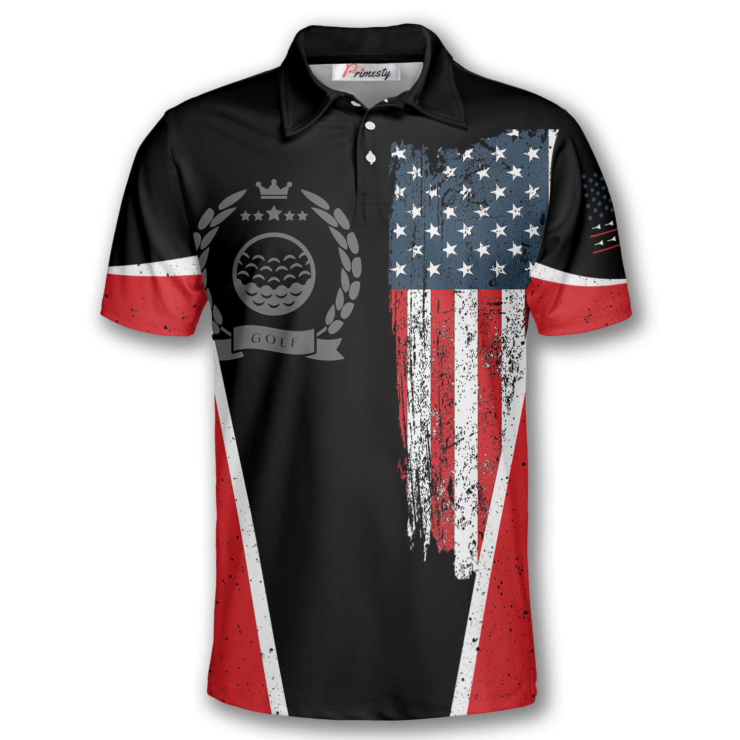 Golf American Flag Label Vintage Golf Shirts for Men Golf Polo Shirt ...