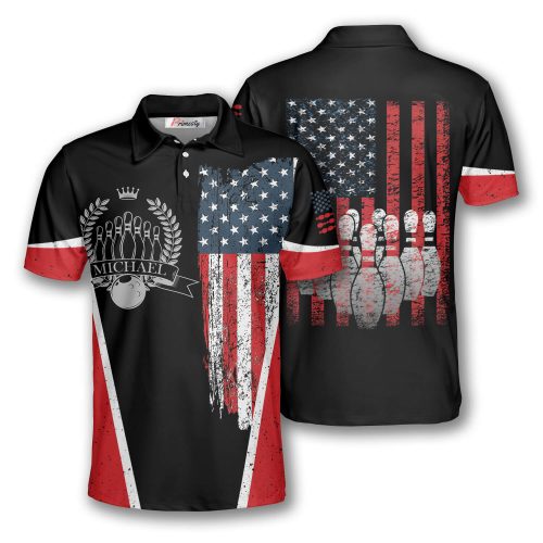 Vintage Bowling American Flag Label Custom Bowling Shirts for Men ...