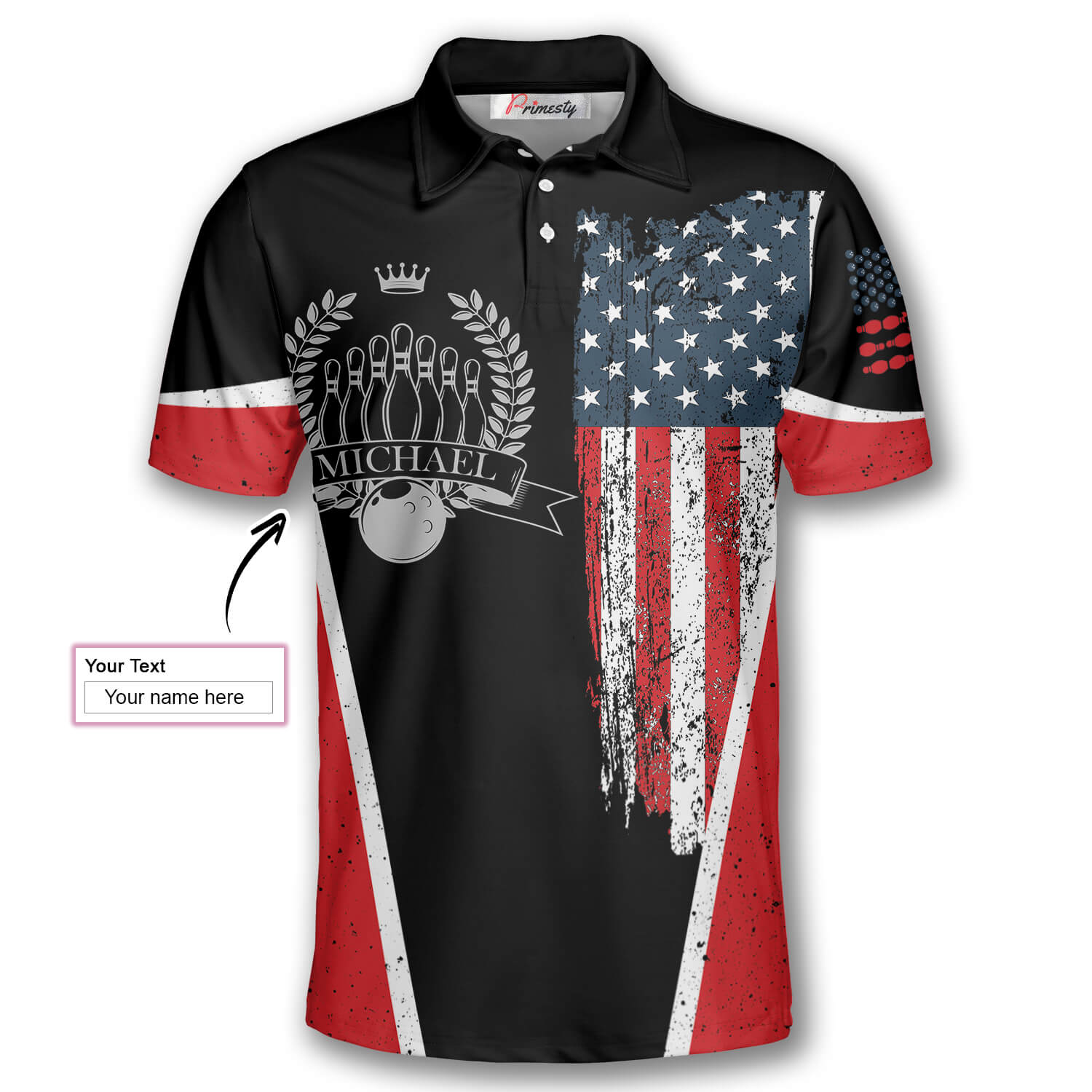 Vintage Bowling American Flag Label Custom Bowling Shirts for Men ...