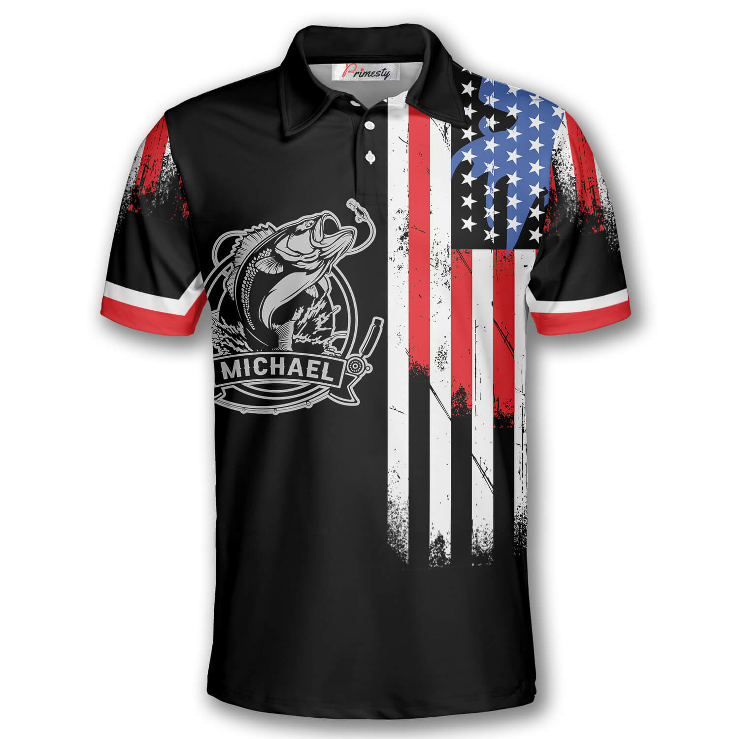 Fishing Emblem American Flag Custom Fishing Shirts for Men - Primesty