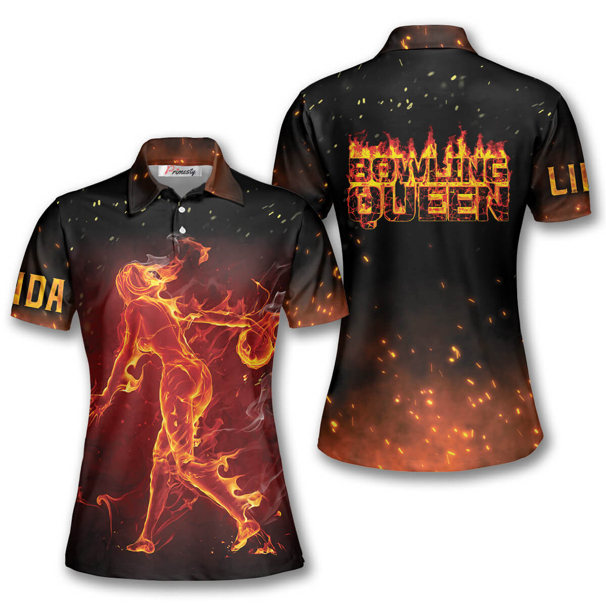 Bowling Queen Fiery Girl Ball Custom Bowling Shirts for Women - Primesty