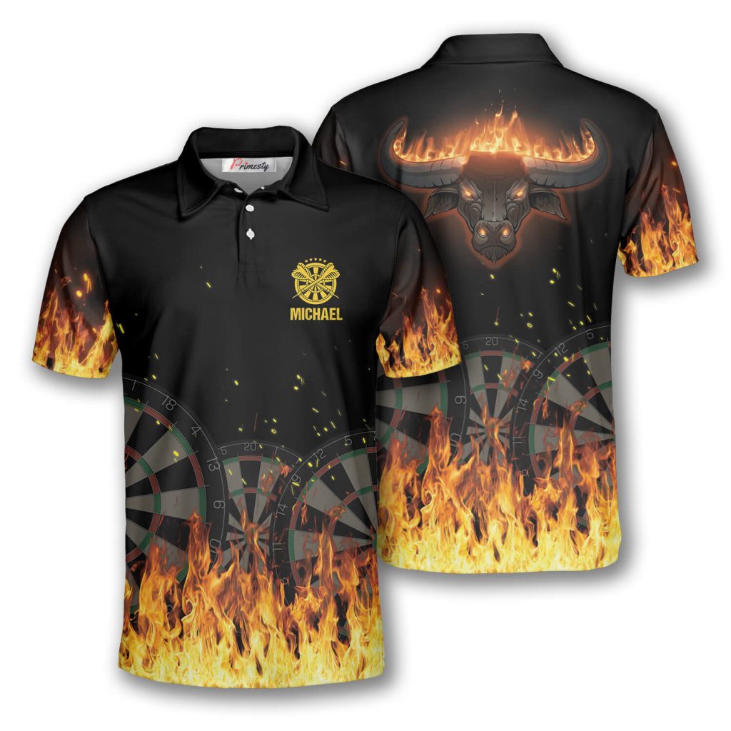 Darts Flame Bull Head Custom Darts Shirts for Men - Primesty