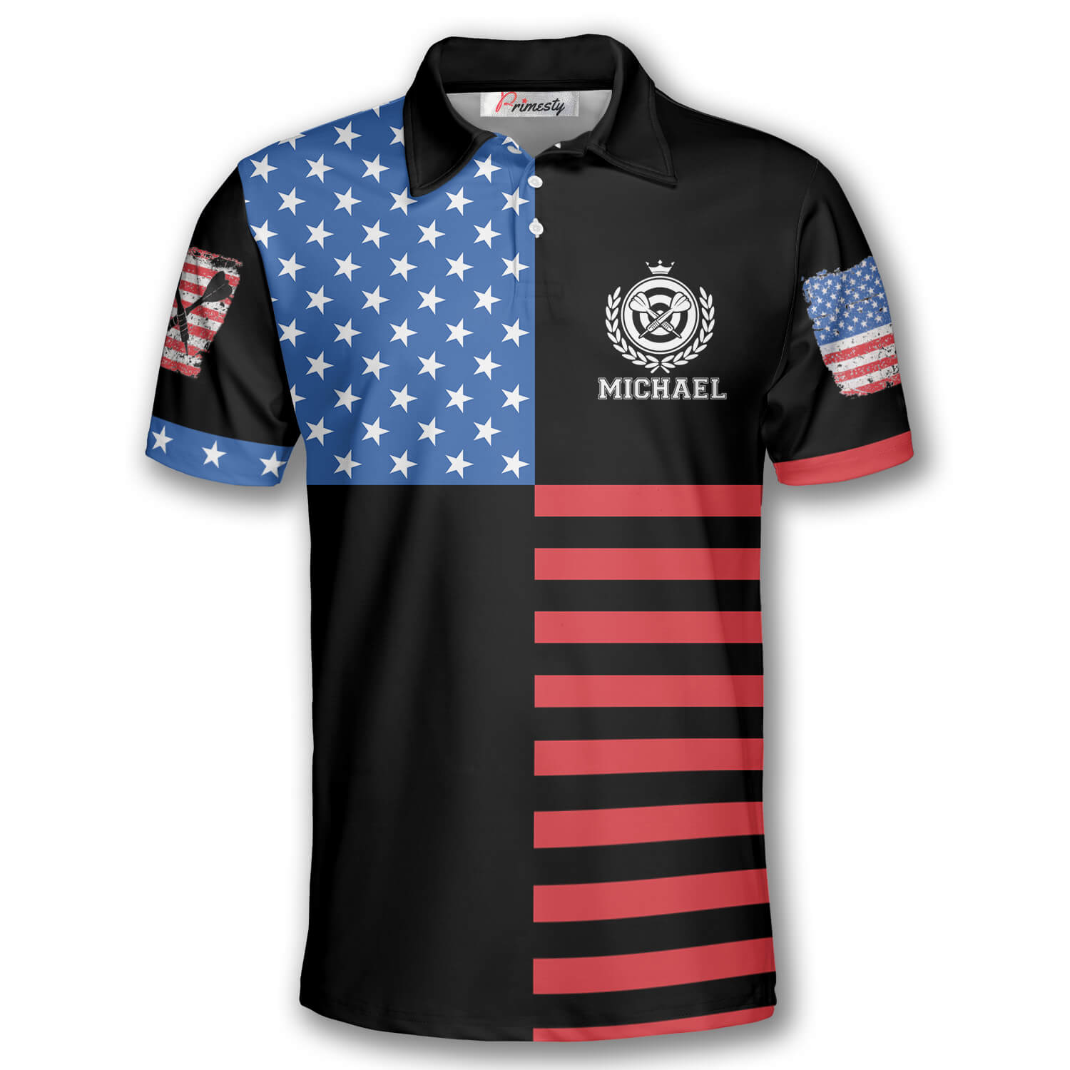 Darts Usa Flag Logo Custom Darts Shirts for Men - Primesty