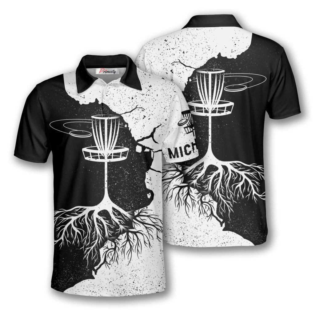 Disc Golf Tree Black White Custom Disc Golf Shirts for Men Primesty