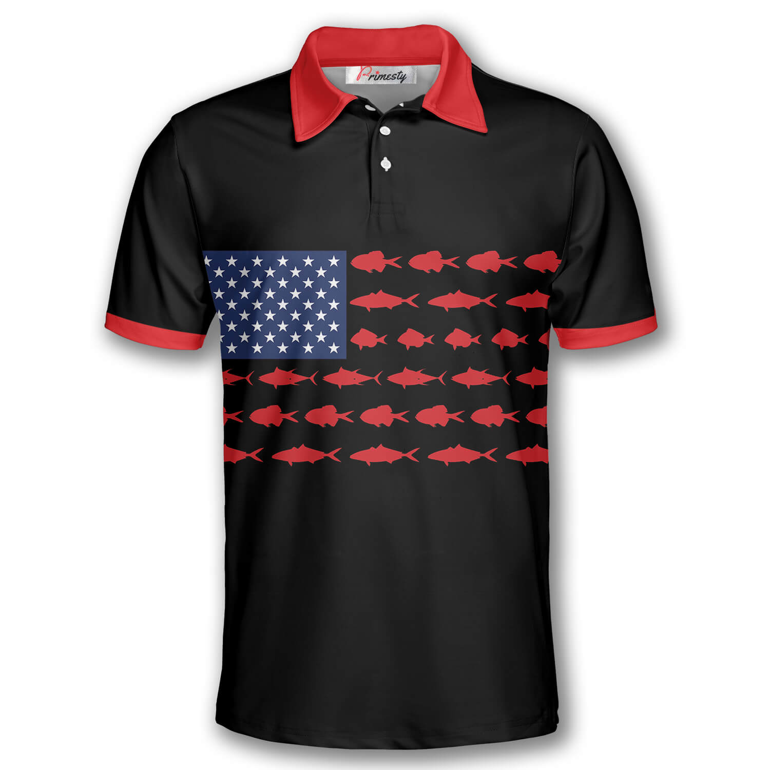 Fishing American Flag Skull Stars Custom Fishing Shirts for Men - Primesty