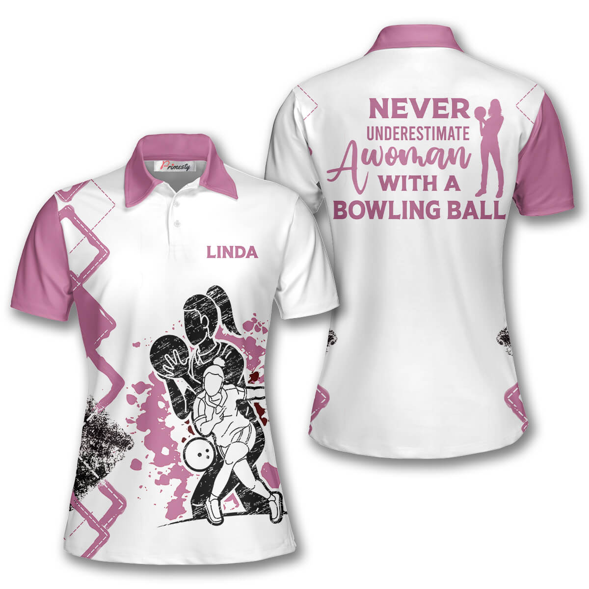 Never Underestimate A Woman With A Bowling Ball Custom Bowling Shirts ...