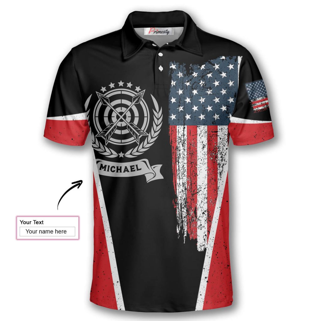 Archery Emblem American Flag Custom Archery Shirts for Men - Primesty