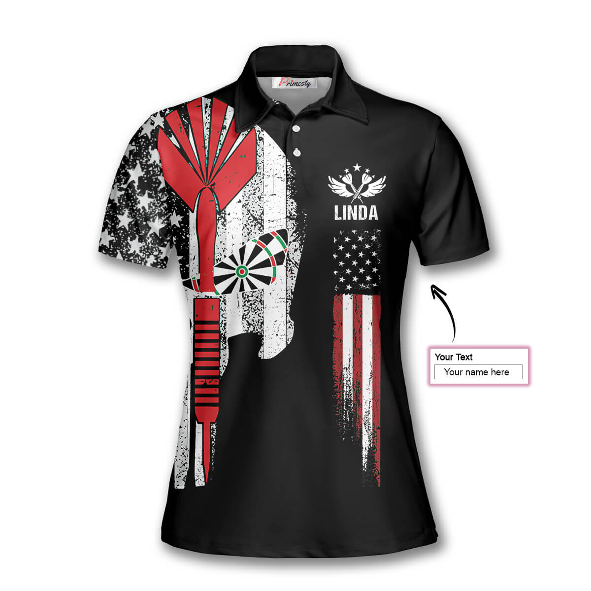 Darts American Flag Skull Custom Darts Shirts for Women - Primesty