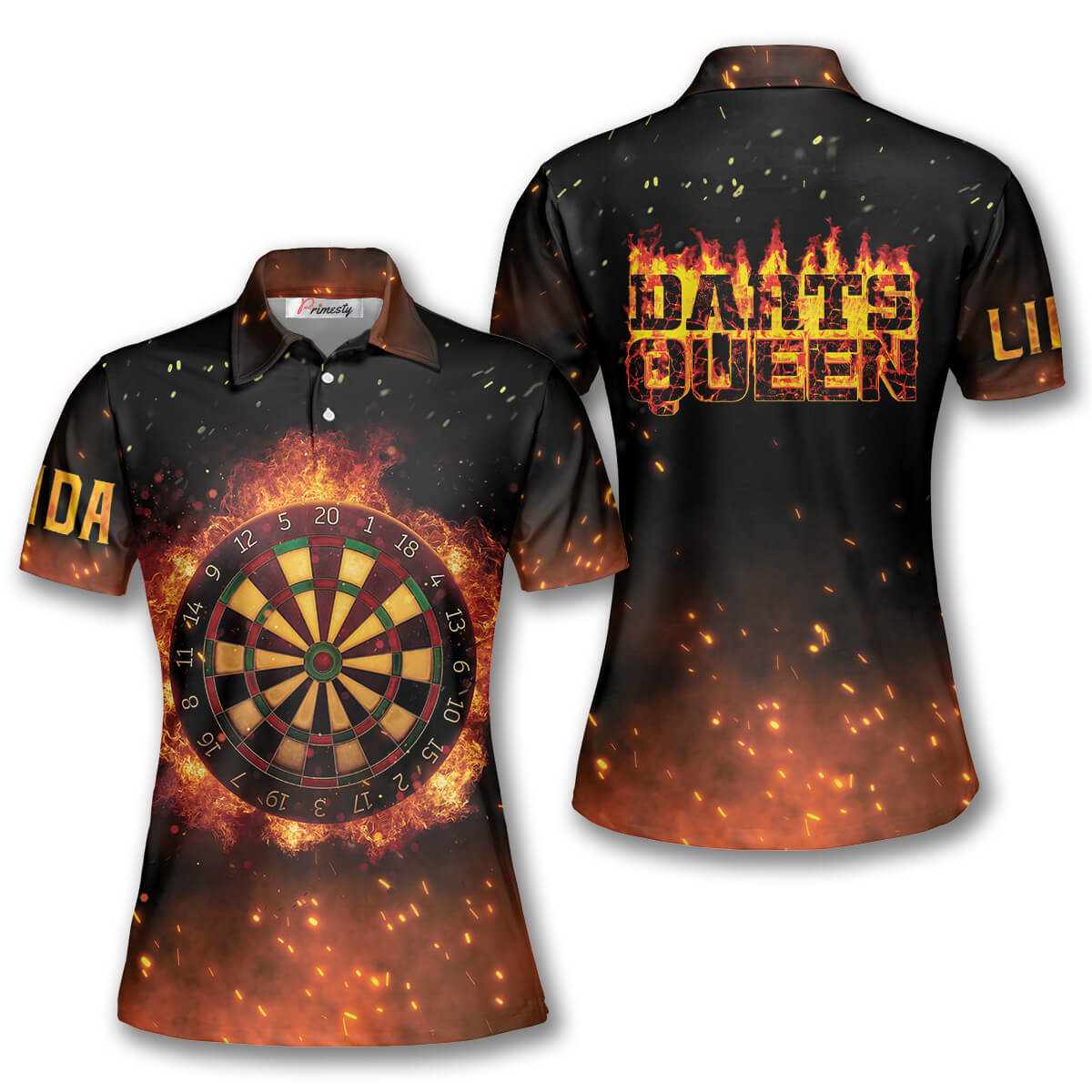 Darts Queen Fire Flame Custom Darts Shirts for Women - Primesty