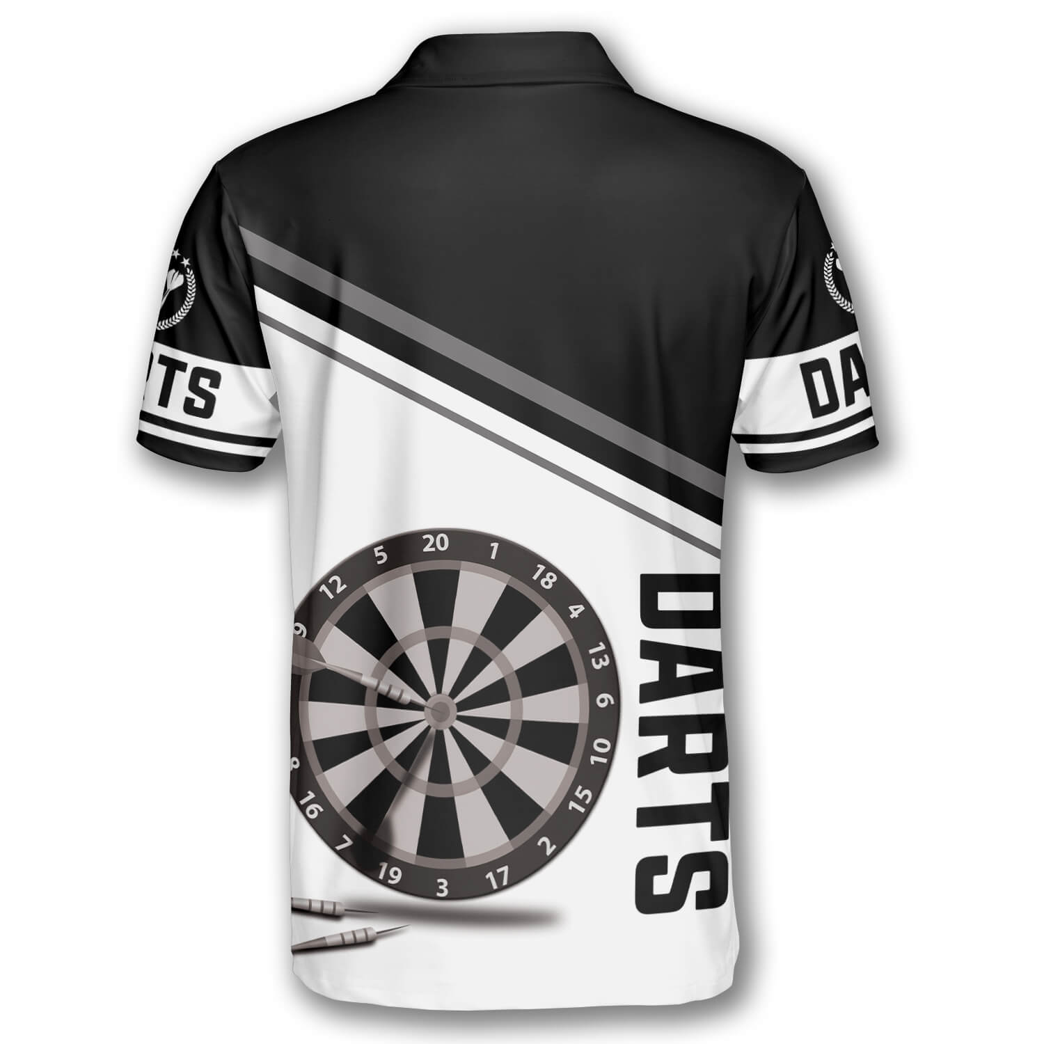Darts Black White Stars Emblem Custom Polo Shirts for Men - Primesty