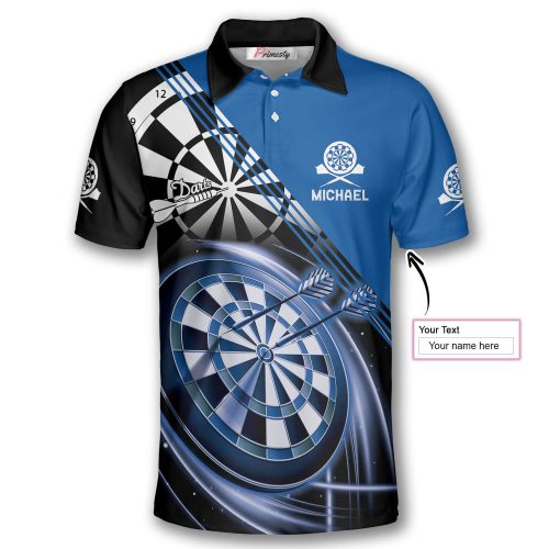 Darts Blue Version Emblem Custom Polo Shirts for Men - Primesty