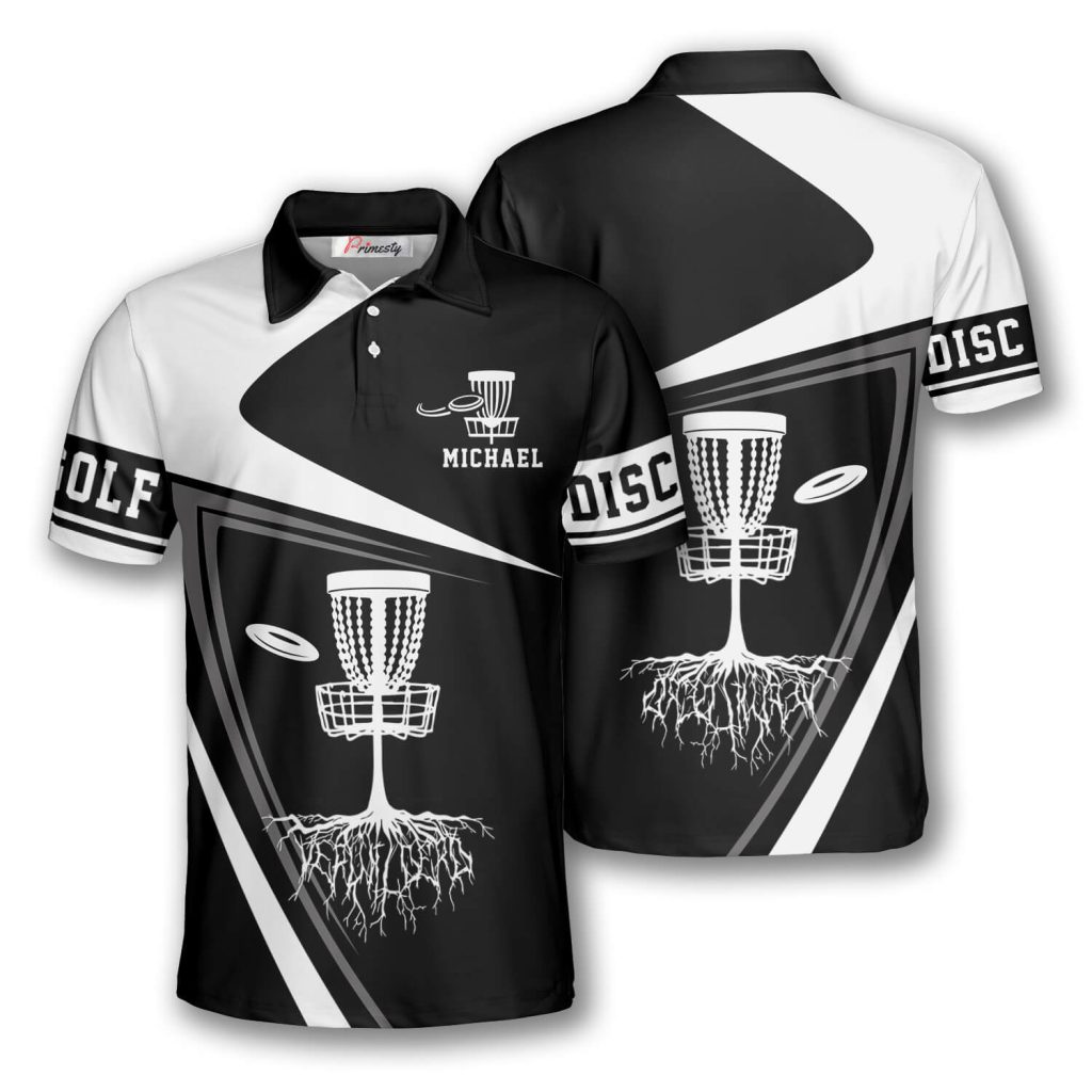 Disc Golf Black White Version 2 Custom Disc Golf Shirts for Men - Primesty