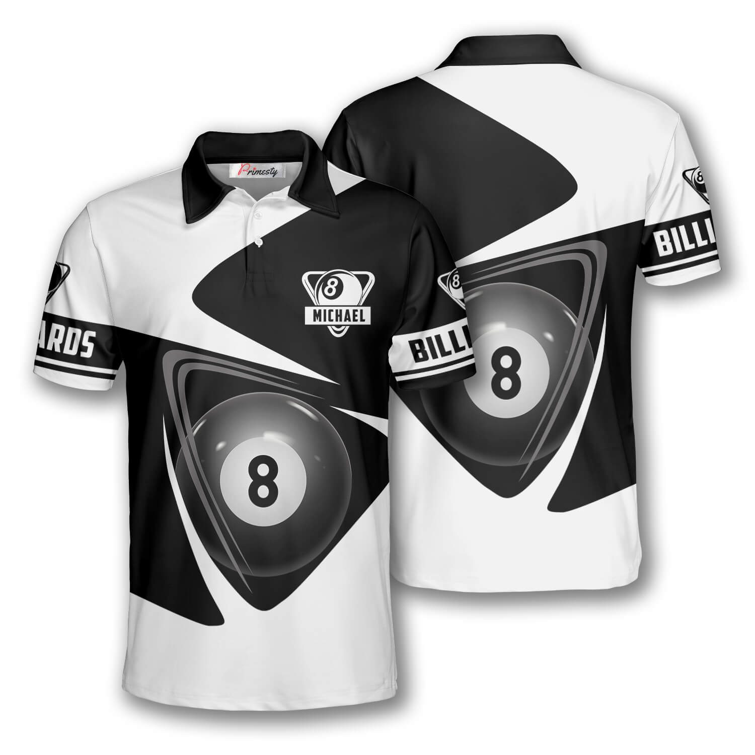 Billiard Ball Black White Version Custom Billiard Shirts for Men - Primesty