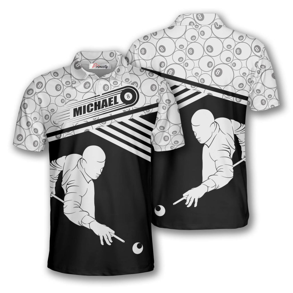 Billiard Balls Pattern Silhouette Custom Billiard Shirts for Men Primesty