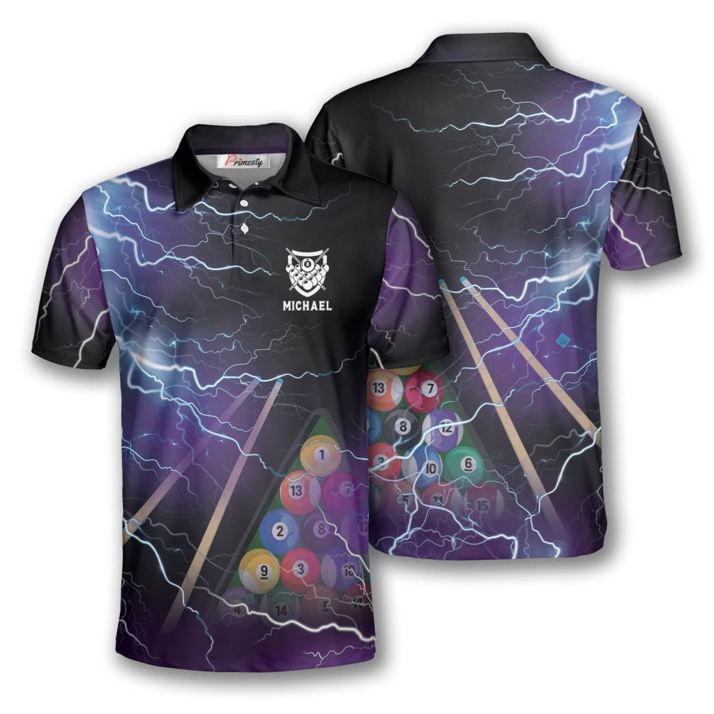 Billiard Pool Balls Thunder Lighting Custom Billiard Shirts for Men ...