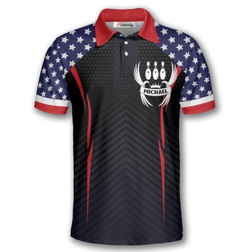 Bowling Eagle American Flag Custom Bowling Shirts for Men - Primesty