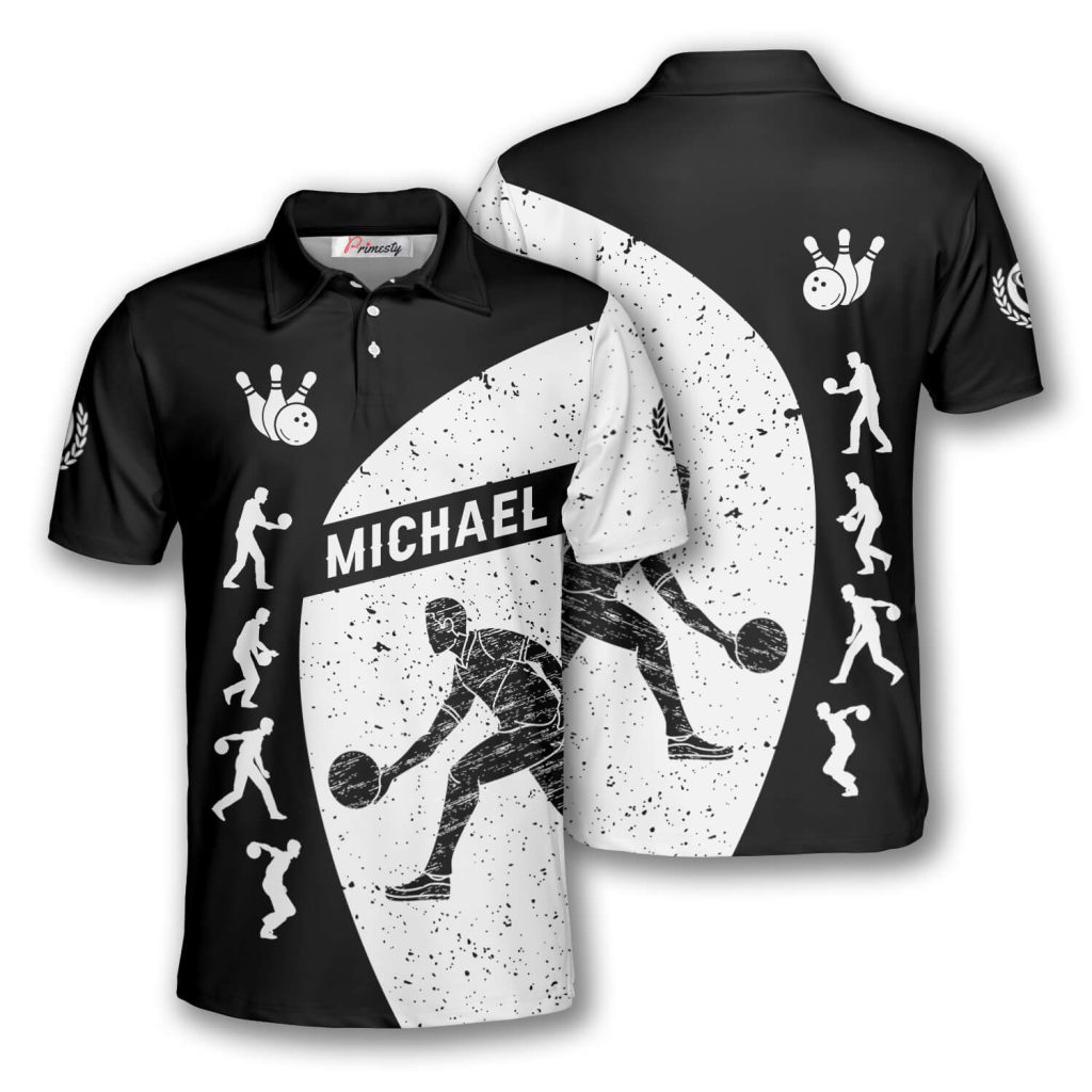 Bowling Silhouettes Black White Version Custom Bowling Shirts for Men ...