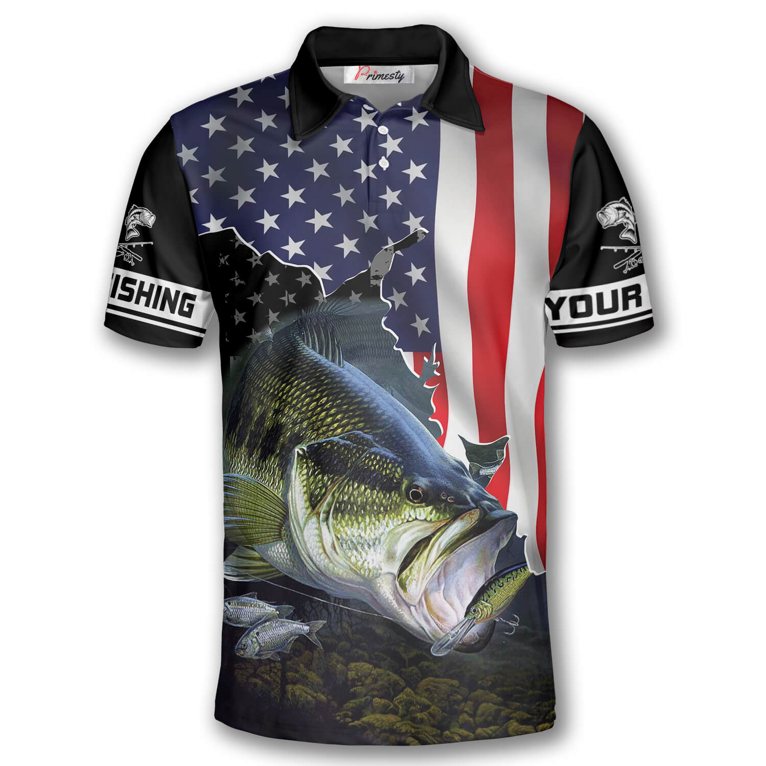 Personalized Fishing Shirts for Men Long Sleeve, Fishing Shirts for Men,  Personalized Largemouth Bass Fishing Jerseys American Flag Bass Long Sleeve