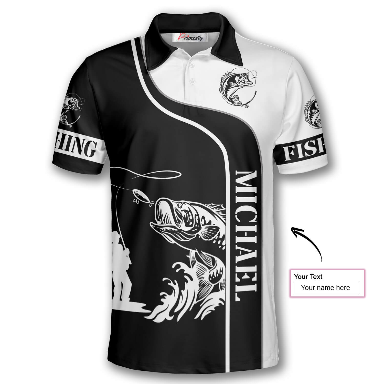 Largemouth Bass Fishing Black White Version Custom Fishing Shirts for Men -  Primesty