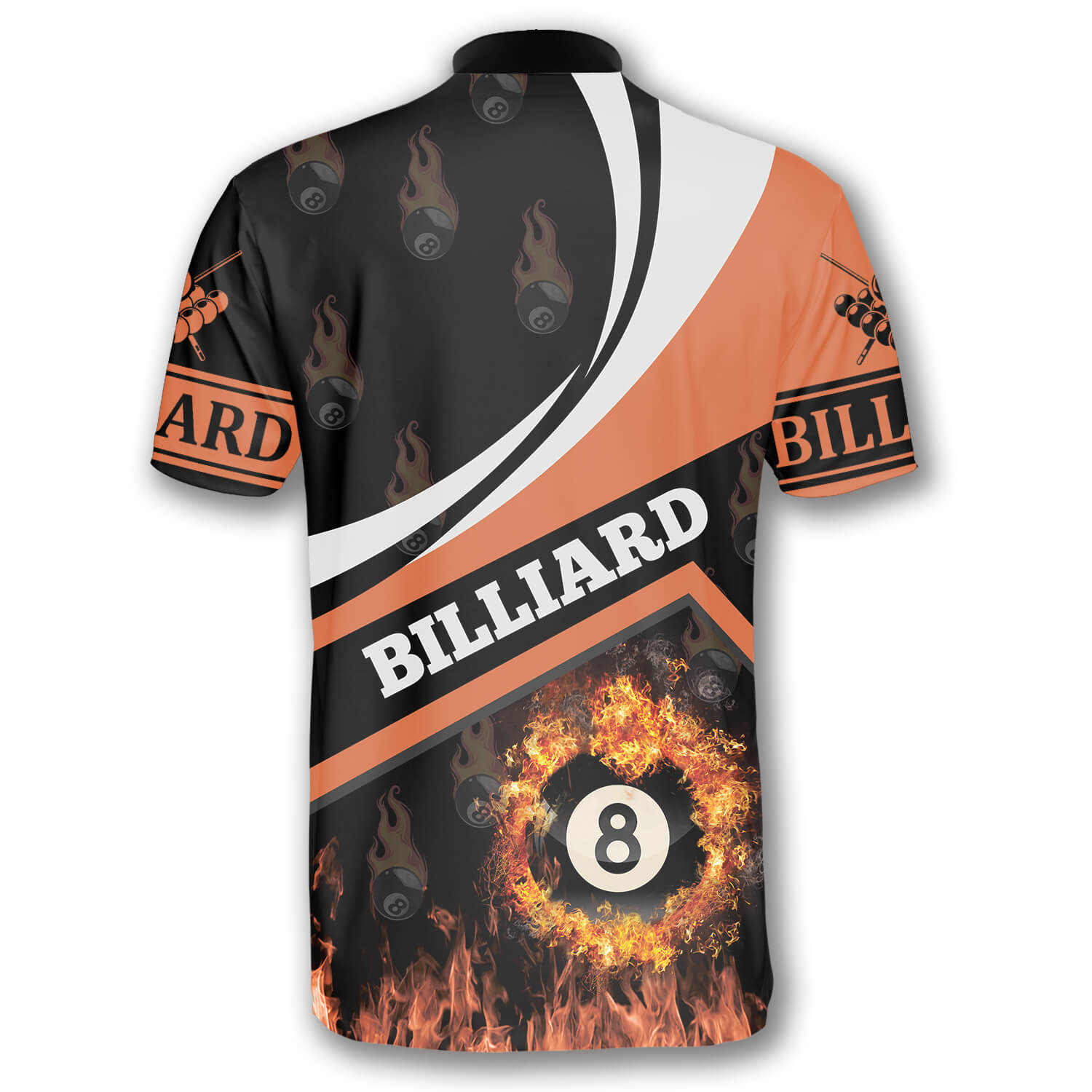 Billiard Fire Flame Orange Custom Billiard Jerseys for Men - Primesty