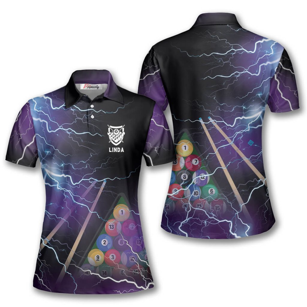 Billiard Thunder Lightning Custom Billiard Shirts for Women - Primesty