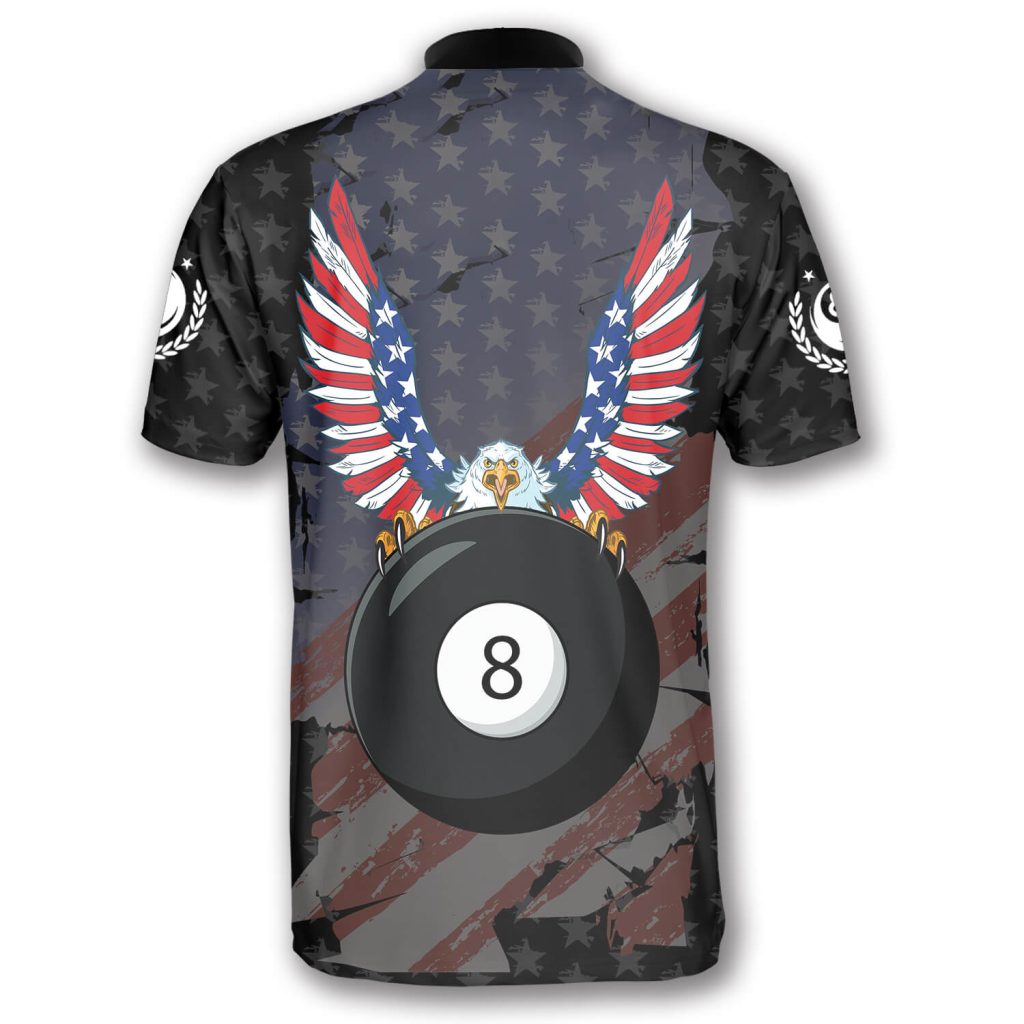 Ball 8 Eagle USA Flag Custom Billiard Jerseys for Men Primesty