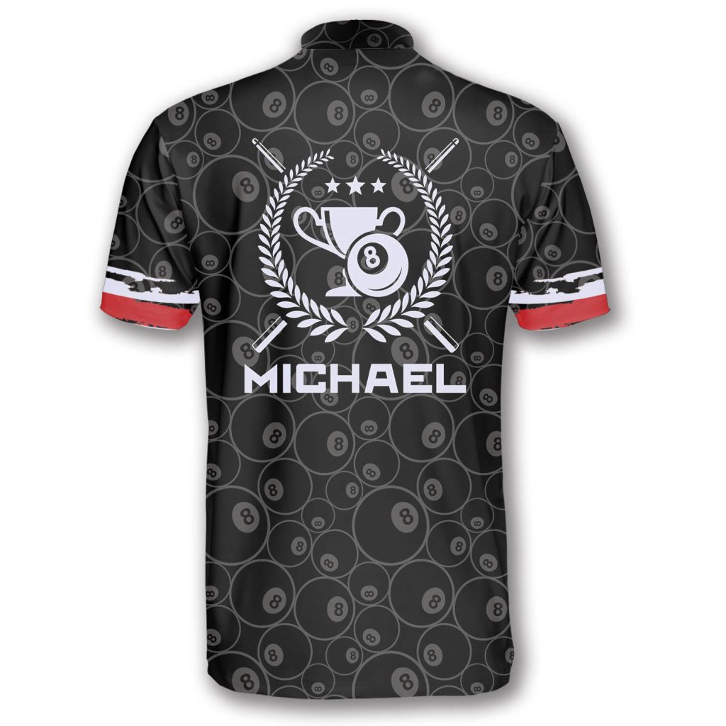 Ball 8 Pattern Trophy Emblem Custom Billiard Jerseys for Men Primesty