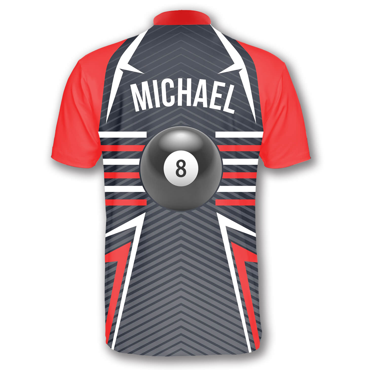 Ball 8 Red Grey Custom Billiard Jerseys for Men - Primesty