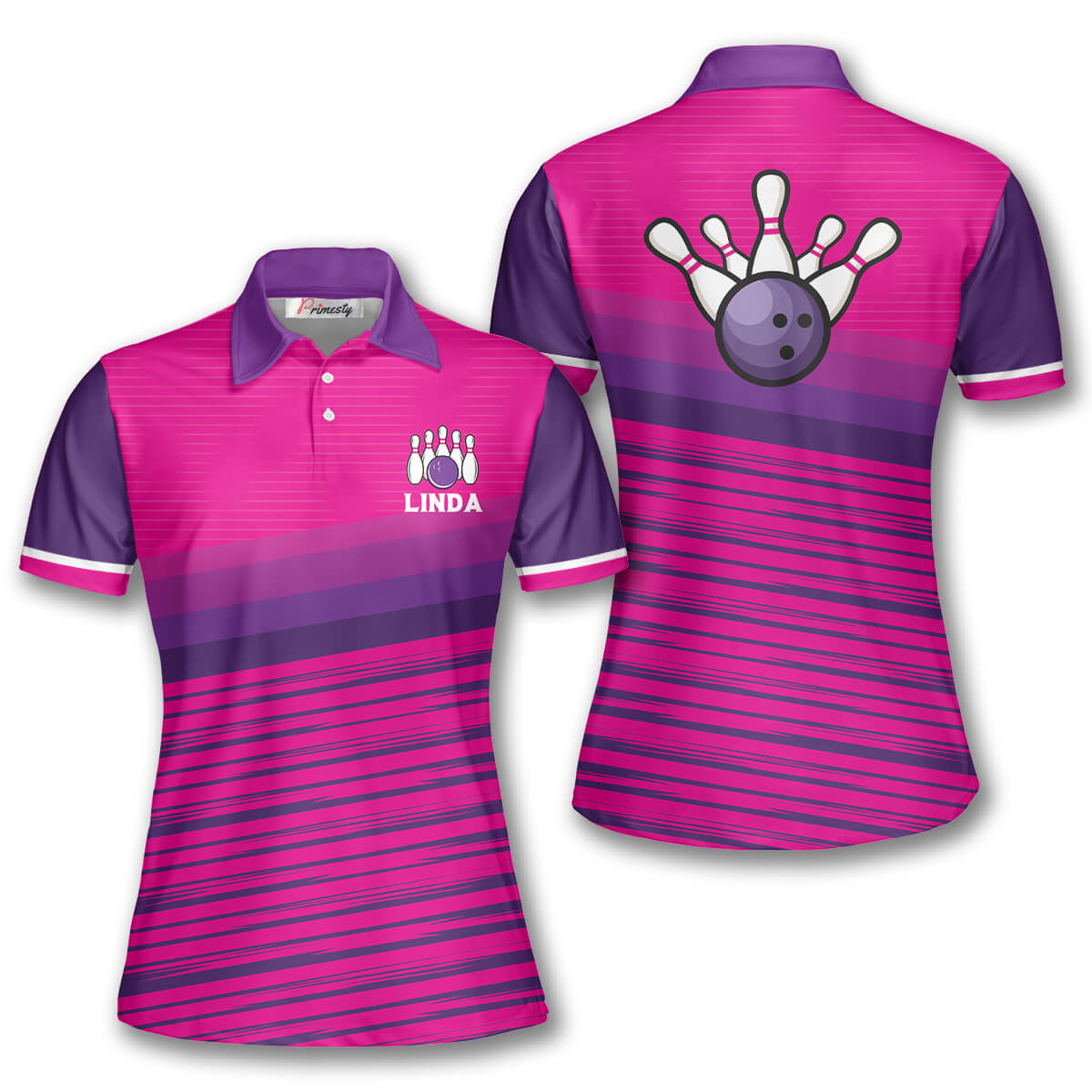 Bowling Purple Pink Custom Bowling Shirts for Women - Primesty