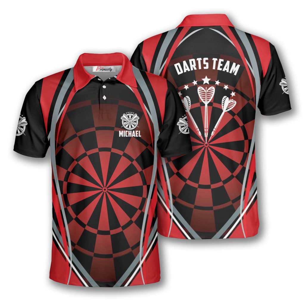 Dart Board Red Black Custom Polo Shirts For Men Primesty 4679