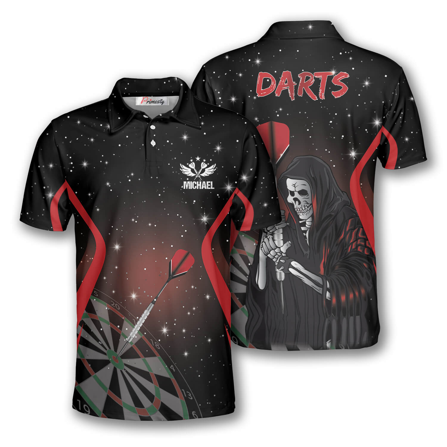 Darts Grim Reaper Stars Custom Polo Shirts for Men - Primesty
