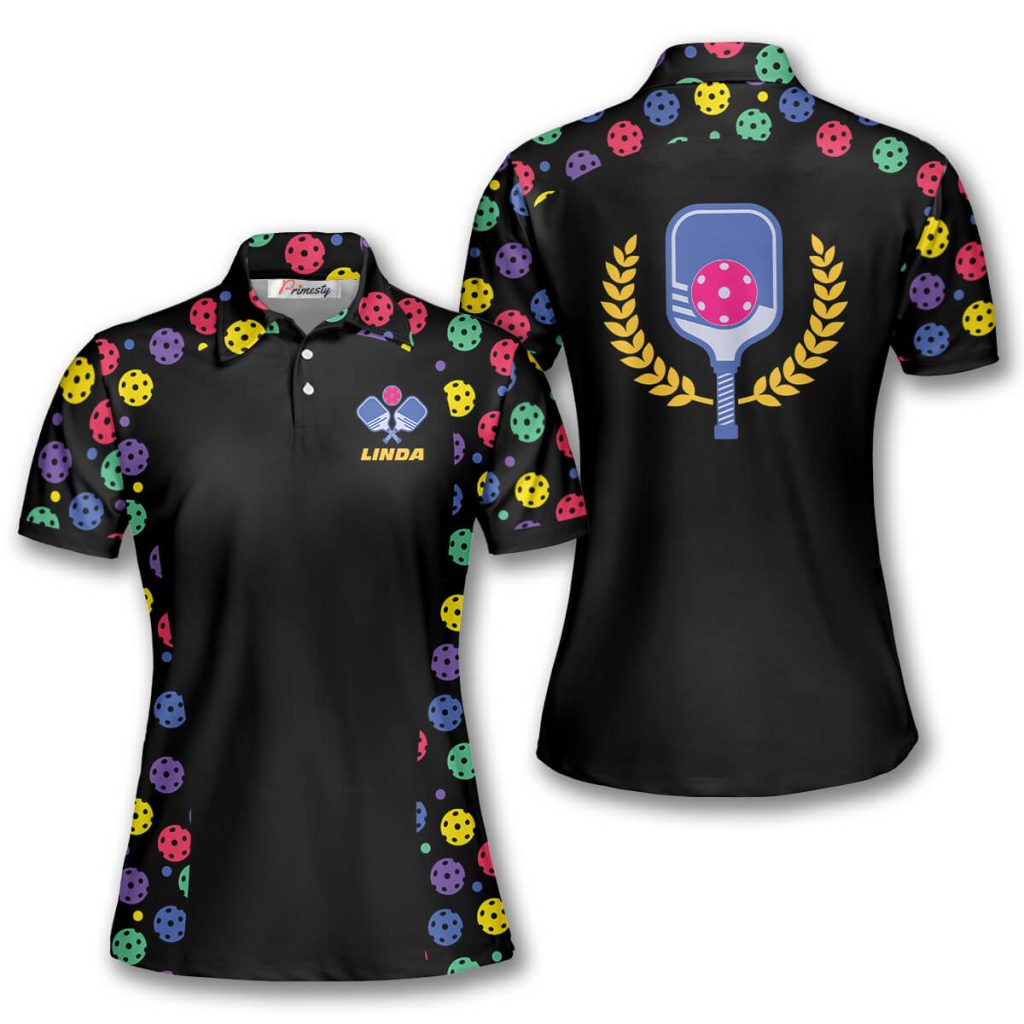 Pickleball Pattern Emblem Custom Pickleball Shirts for Women - Primesty