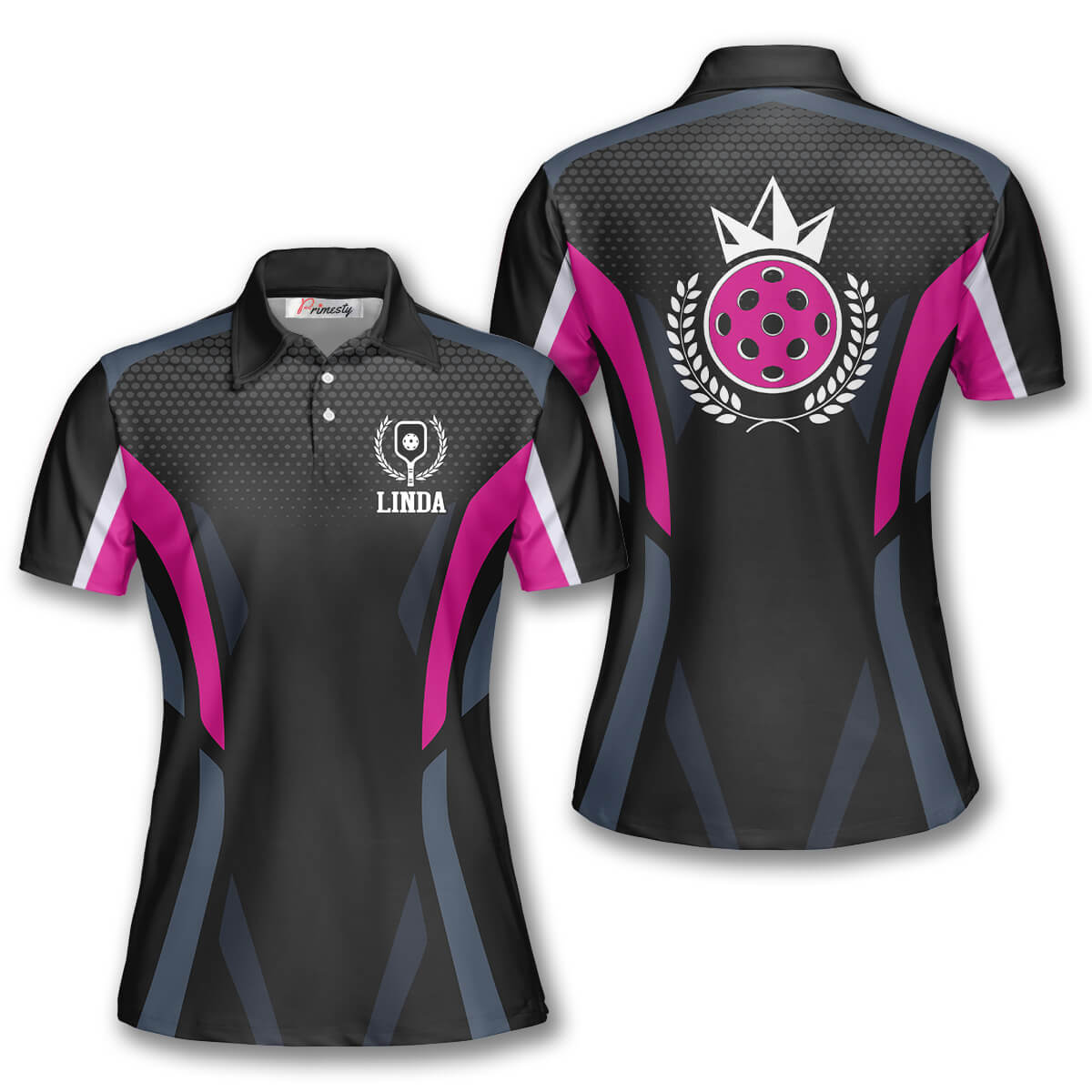 Purple Grey Sports Style Emblem Custom Pickleball Shirts for Women ...