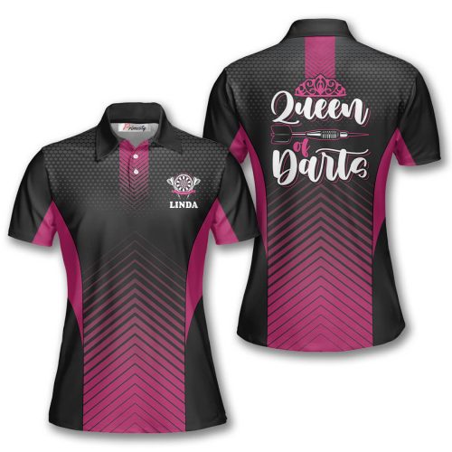 Queen of Darts Dark Pink Custom Darts Shirts for Women - Primesty
