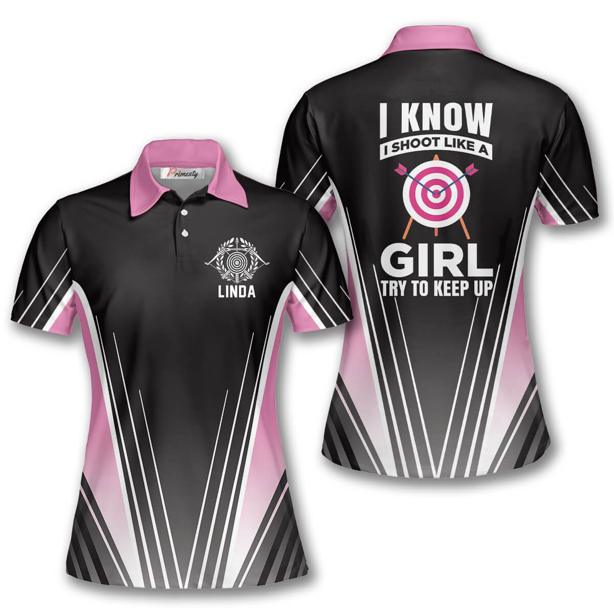 Shoot Like a Girl Try To Keep Up Custom Archery Shirts for Women - Primesty