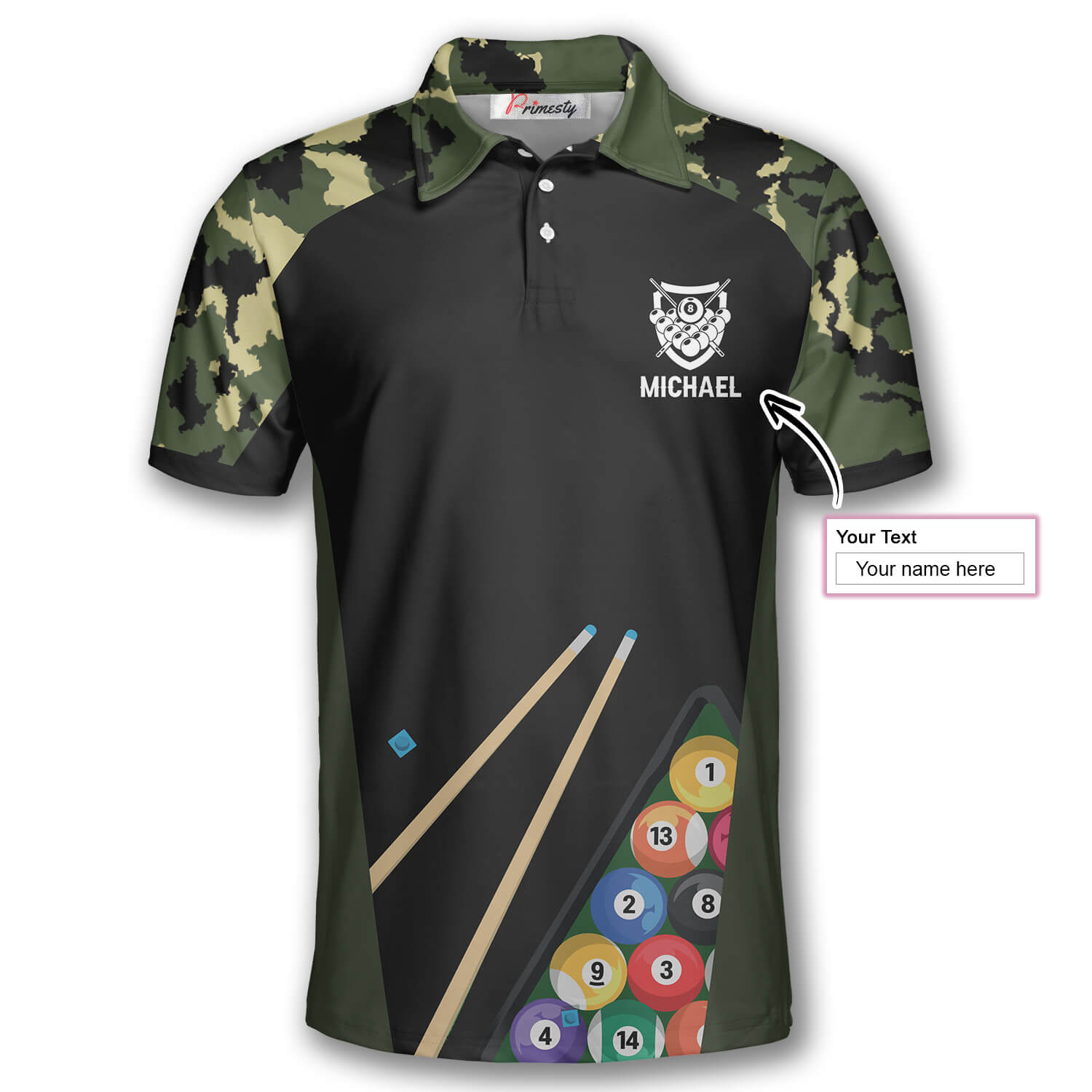 Billiard Camouflage Custom Billiard Shirts for Men - Primesty
