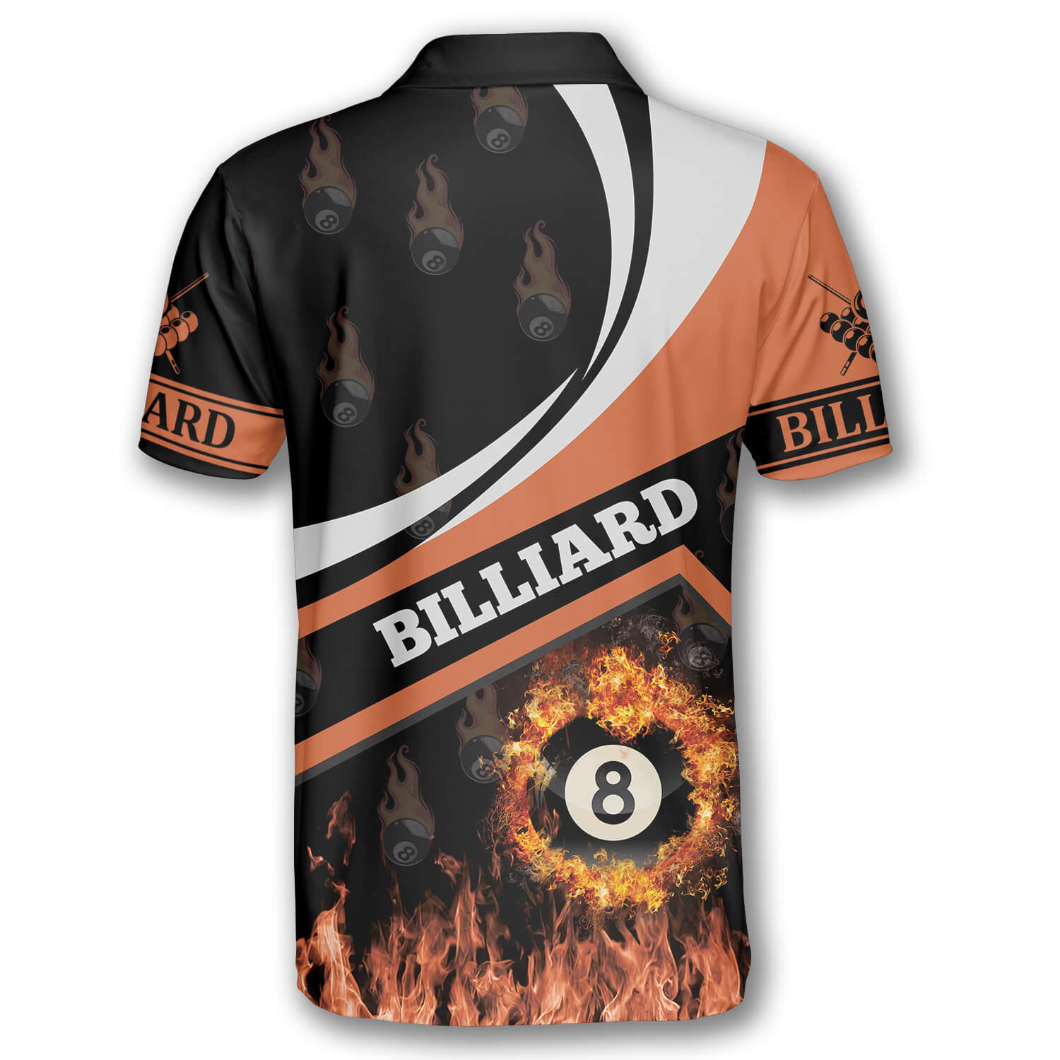 Billiard Fire Flame Orange Style Custom Billiard Shirts for Men - Primesty