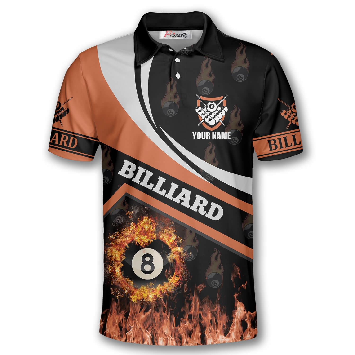 Billiard Fire Flame Orange Style Custom Billiard Shirts for Men - Primesty