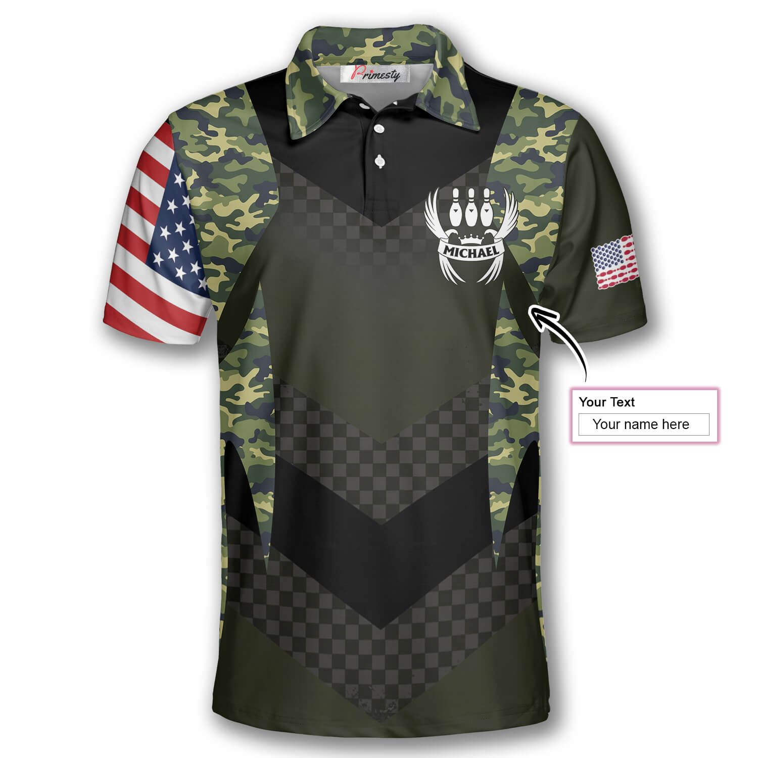 Bowling Eagle Camouflage Custom Bowling Shirts for Men - Primesty
