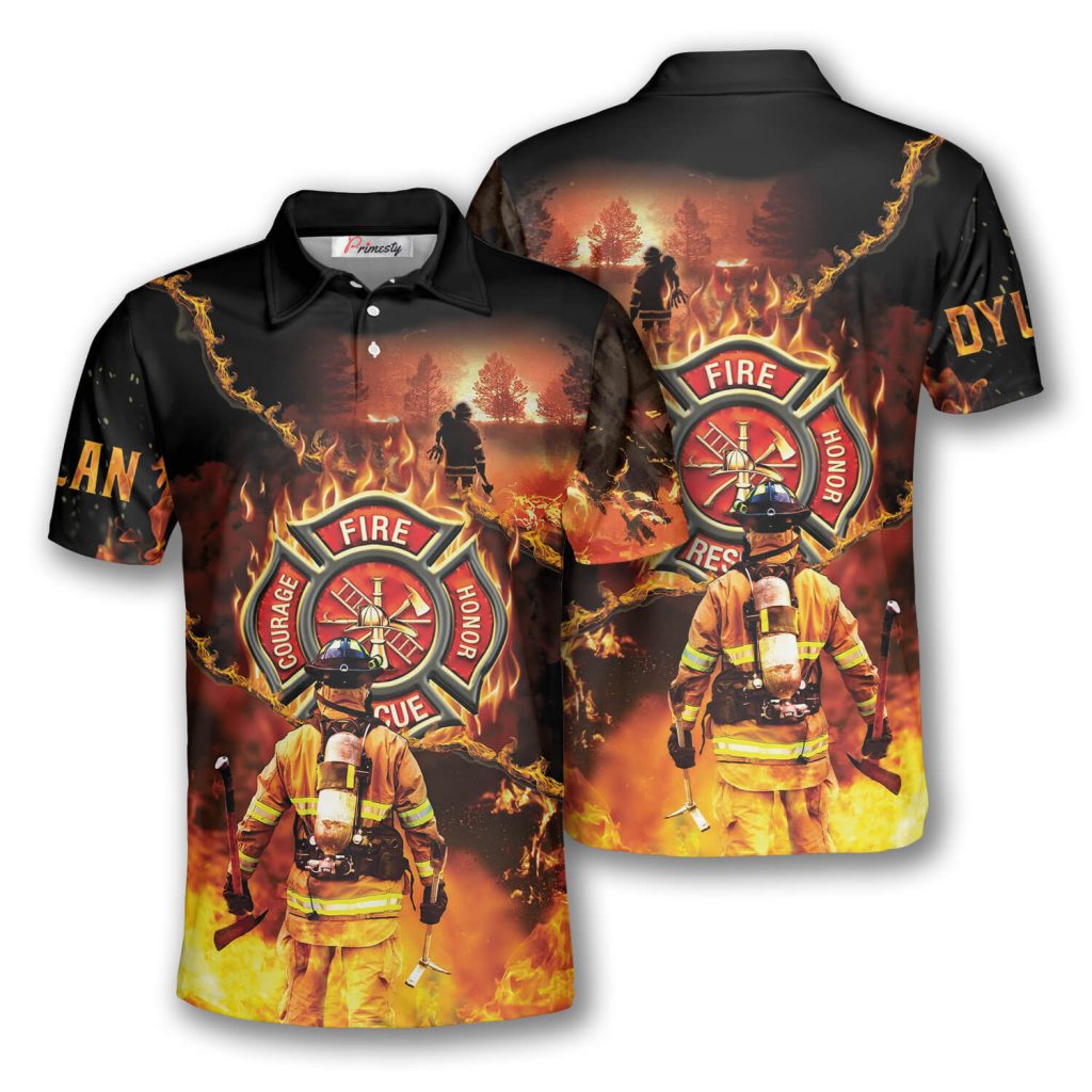 Fireman Fire Flame Custom Firefighter Shirts For Men - Primesty