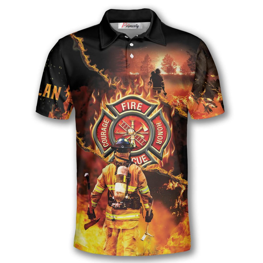 Fireman Fire Flame Custom Firefighter Shirts for Men - Primesty